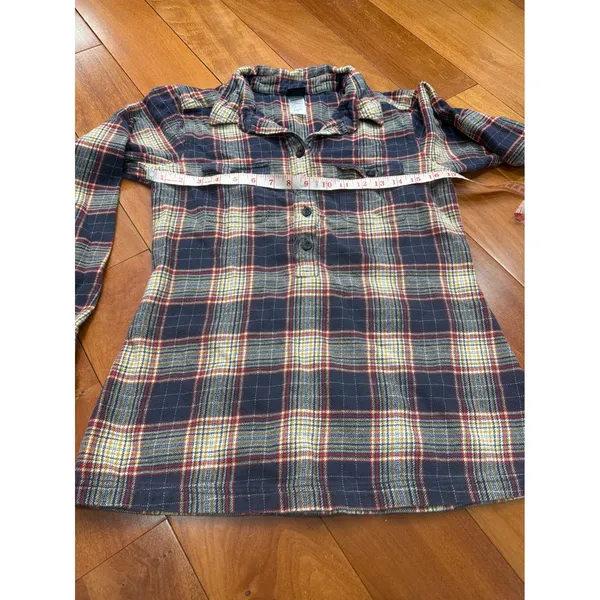 Patagonia Womens Organic Cotton Plaid Flannel Tunic Shirt‎ Blue Red Yellow 4 - Image 4