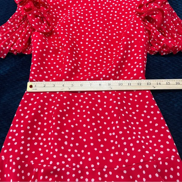 Keepsake Moonshine Dress Red Polka Dot Chiffon Flutter Sleeve Mini Dress Size XS - Image 17