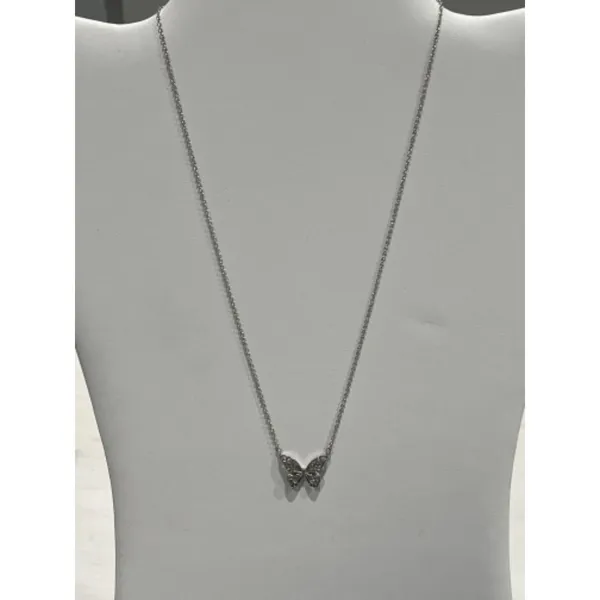 Necklace Lot: 3 Butterfly Silver Tone Pendant Chain‎ Jewelry - Image 2