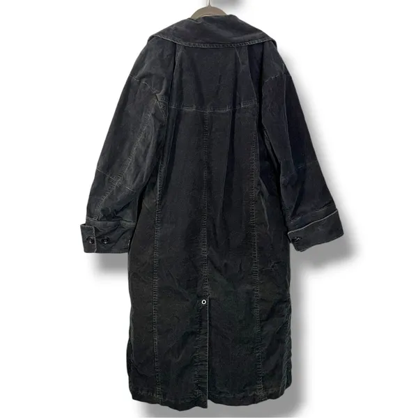 Free People Retro 70s Fox Cord Corduroy Duster Trench Coat Dark Charcoal Medium - Image 9