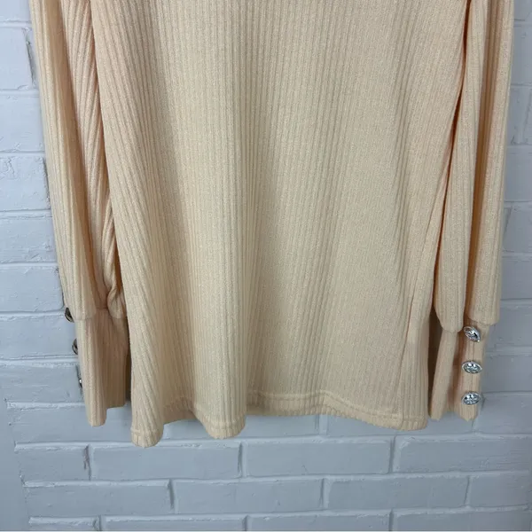 Amazon Butter Yellow Cowl Neck Lightweight Ribbed Knit Top Size M - Image 4
