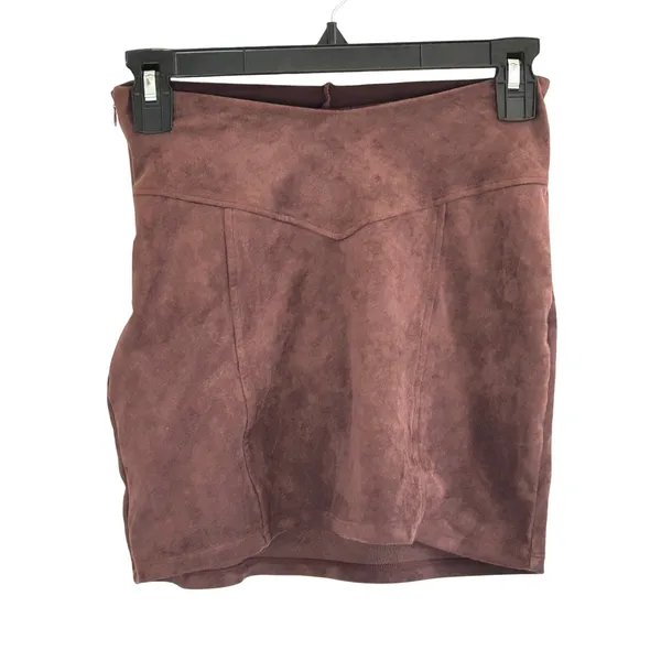 Klassy Network KN suede like brown skort XS minimalist classic soft - Image 2