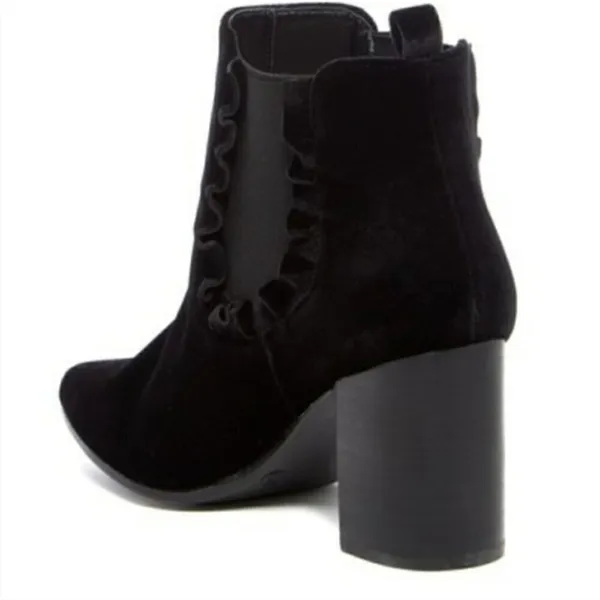 14th & Union Womens Size 8.5 Blain Velvet Ankle Boot Black Heeled Bootie Pointed - Image 3