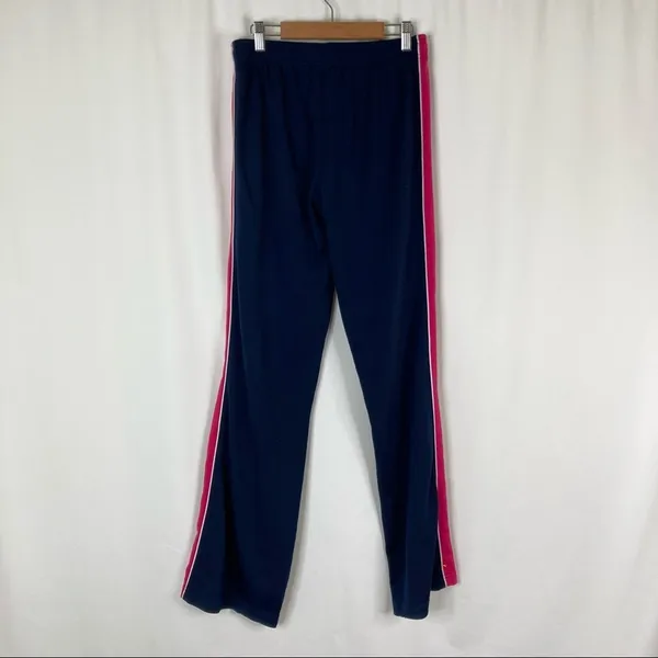 Puma Navy Pink Stripe Track Pants Elastic Waist 100% Polyester Womens Small - Image 4