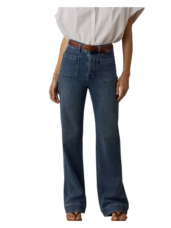 Faherty  Stretch Terry Patch PocketFlare Denim Jeans Size 25 Riventon - Image 3