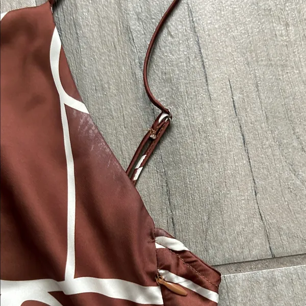 Cotton Candy Brown and White Mini Dress Size M - Image 3