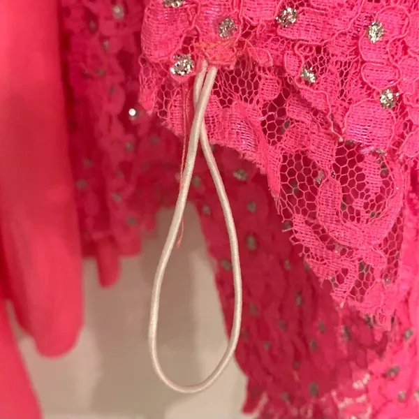 Body Wrappers Drapey Lace Panel Tunic Top Sparkly Rose Pink M #629 Praise Dance - Image 6