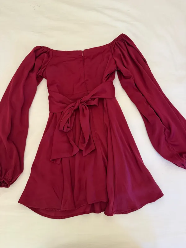 Altar'd State Wine Red Long Sleeve Mini Dress - Image 3