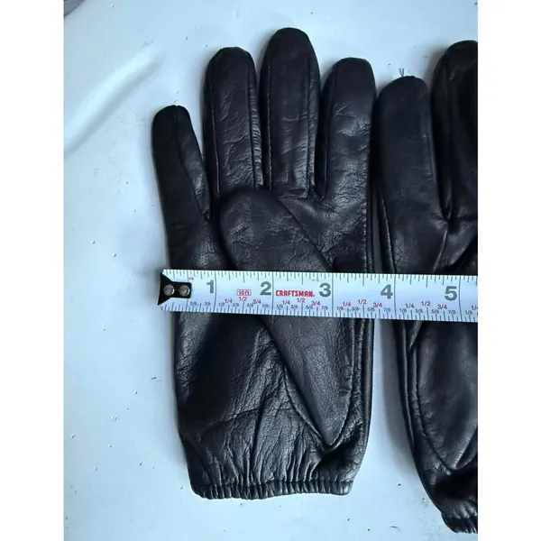 Italian Sheepskin Black Leather Gloves Size Small - Image 4