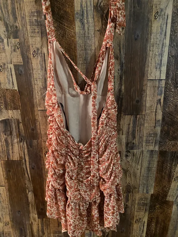 Forever 21 NWT Chiffon Floral Print Handkerchief Mini Dress size large - Image 4