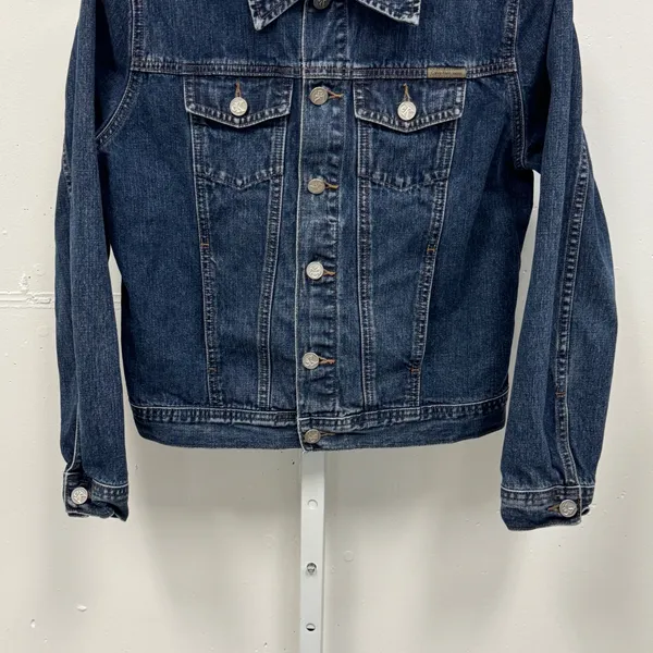 Calvin Klein Jeans Women's Dark Wash Denim Trucker Jacket Blue Cotton Size Small - Image 5