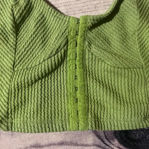 Urban Outfitters Estella Textured Green Crop Top - Image 6