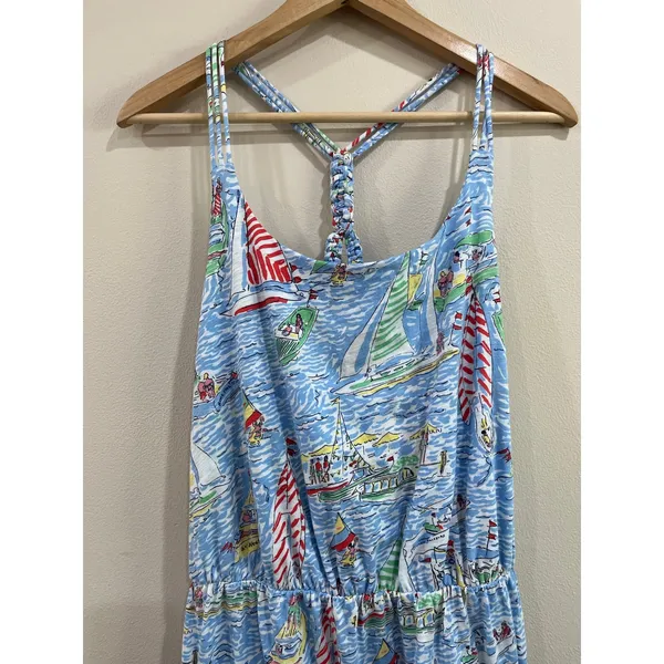 Lilly Pulitzer Lockwood‎ Sailboat Print Resort Cotton Midi Dress NWT M - Image 11