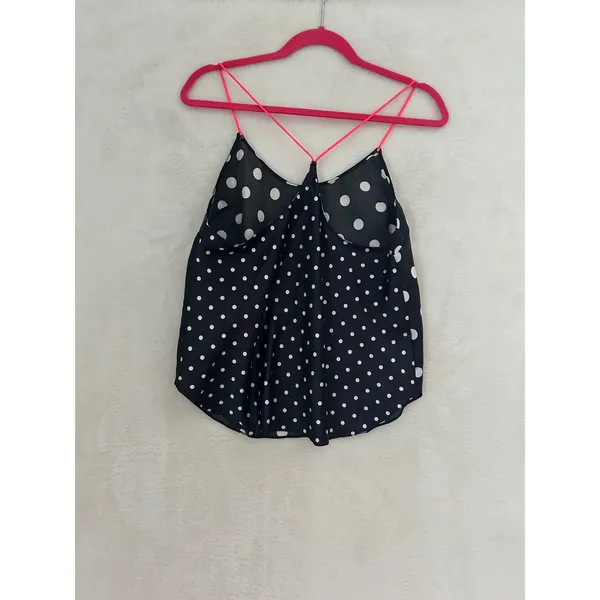 Victorias Secret Polka Dot Cami Top Black‎ Pink Straps Large 391191-HGK - Image 4