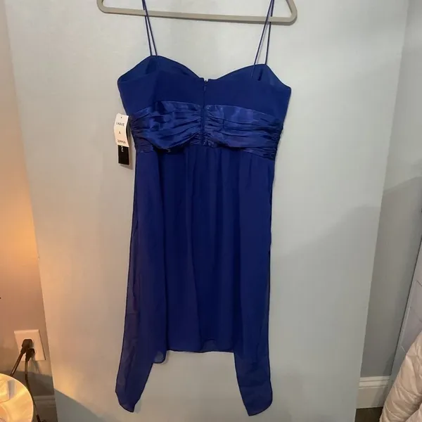 S.L. Fashions Womens Cocktail Dress Royal Blue Ruched Satin Back Size 10 - Image 3
