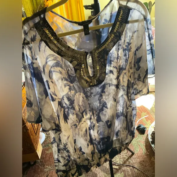 Alfani Semi sheer blouse with bling, evening summer shirt, dress shirt - Image 3