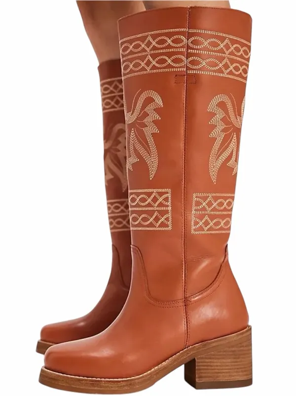 Free People x Dingo Avalon Embroidered Western Boots Russet Size 7.5 - Image 11