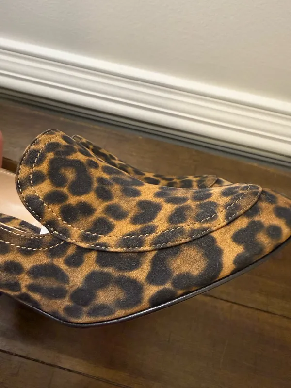 Gianvito Rossi Leopard Print Suede Block Heel Loafer Pumps Size 38 - Image 12