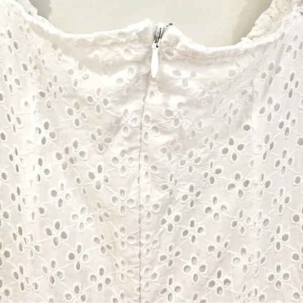 Missguided Eyelet Shorts Romper Women's 6 White‎ Back Zip Fully Lined Tie Front - Image 7