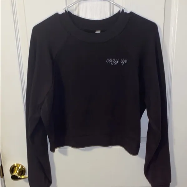Dark Gray Cozy Up Cropped Relaxed Sweatshirt Size Small - Image 2