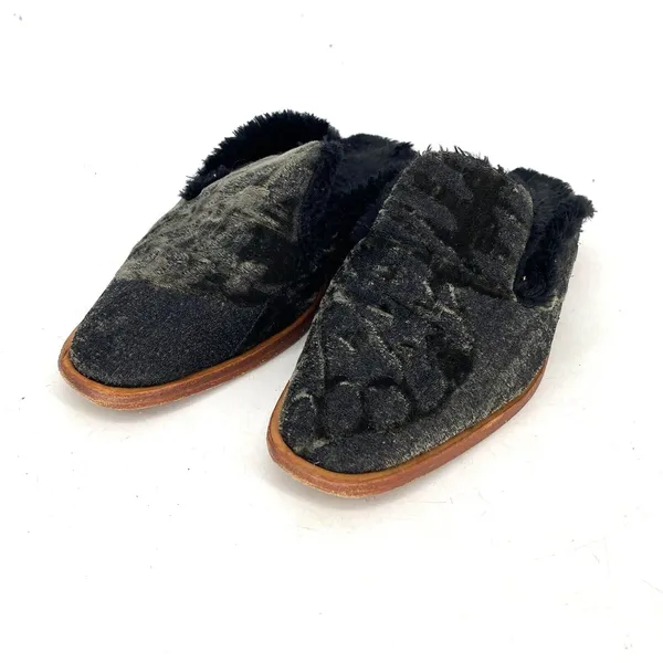 Free People Butterfly Effect Faux Fur Crushed Velvet Mules Green Sz EU 38 US 7.5 - Image 8