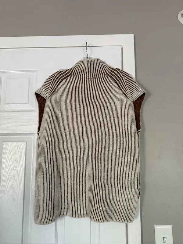 Varley Beige Ribbed Sweater Vest Top - Image 7