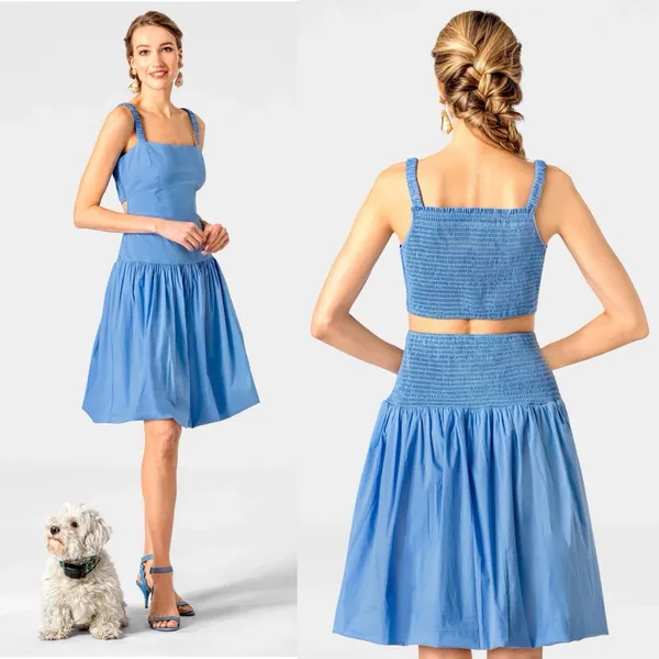 Gretchen Scott Smoking hot Tiered dress Periwinkle Sz Medium Preppy bubble hem - Image 2