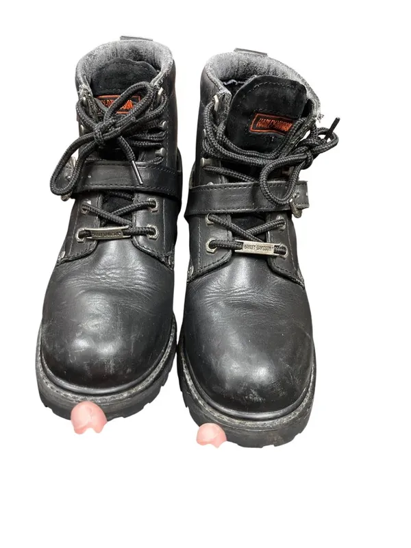 Harley Davidson 81024 wms black leather ankle moto riding boots sz 8 SKU 10-381 - Image 14