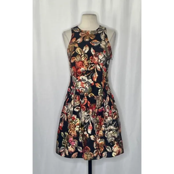 Anthropologie LEIFSDOTTIR Adelita Floral Brocade Metallic‎ Dress Party Size 2 - Image 2