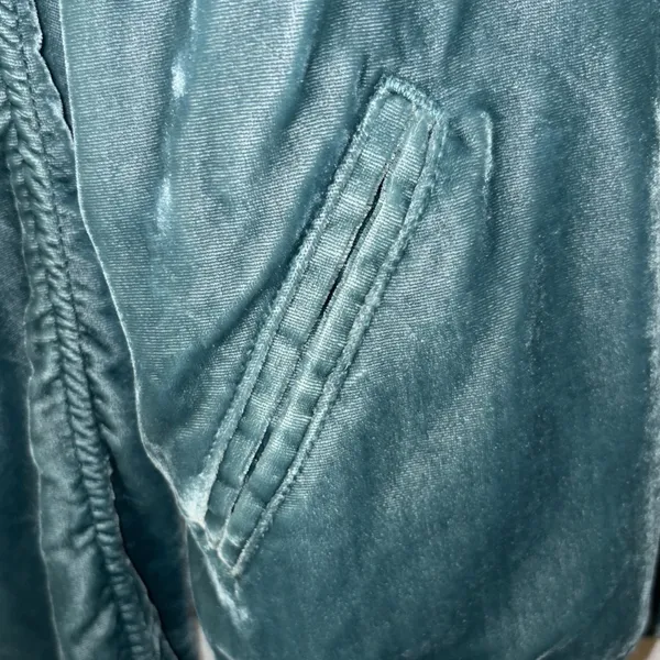 American Eagle Outfitters  Teal velvet Bomber Jacket - Image 3