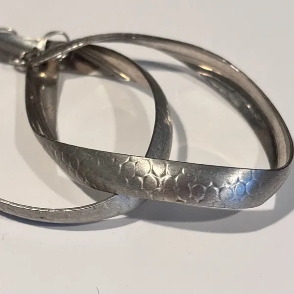 Silver Marquise Hammered Twirl Earrings - Image 10