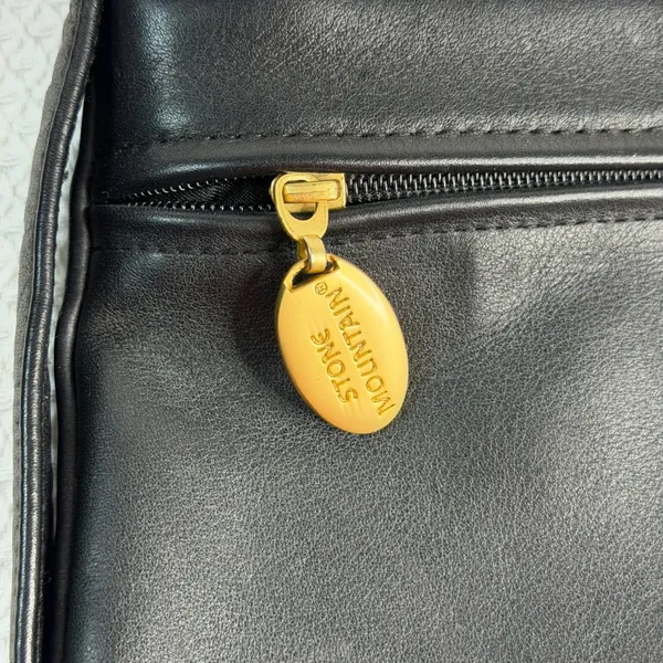 Stone Mountain Black Leather Crossbody Bag Gold Hardware Adjustable Strap - Image 5