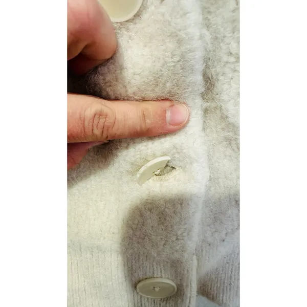 SANDRO OFF-WHITE Knit Alpaca Wool Blend Creamy Button Knot Cardigan size 0 - Image 8