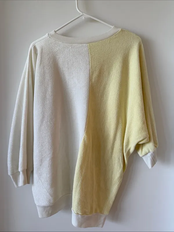 Butter Yellow + Cream Colorblock Terry Cloth Top - Image 4