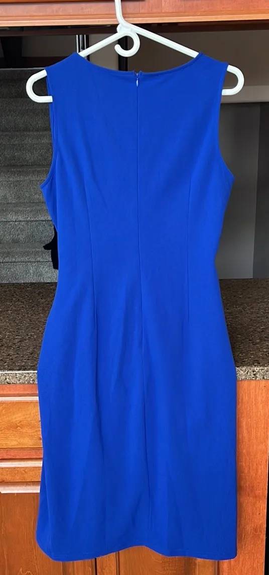 Vibrant Blue Side Gathered Dress Size L - Image 2