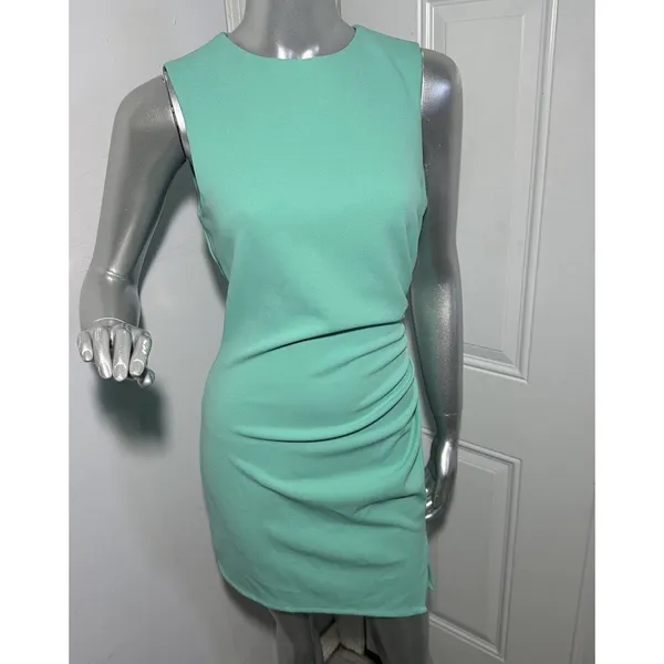 ELLIATT Small Mint Green Ruched Sleeveless Sheath Dress - Image 11