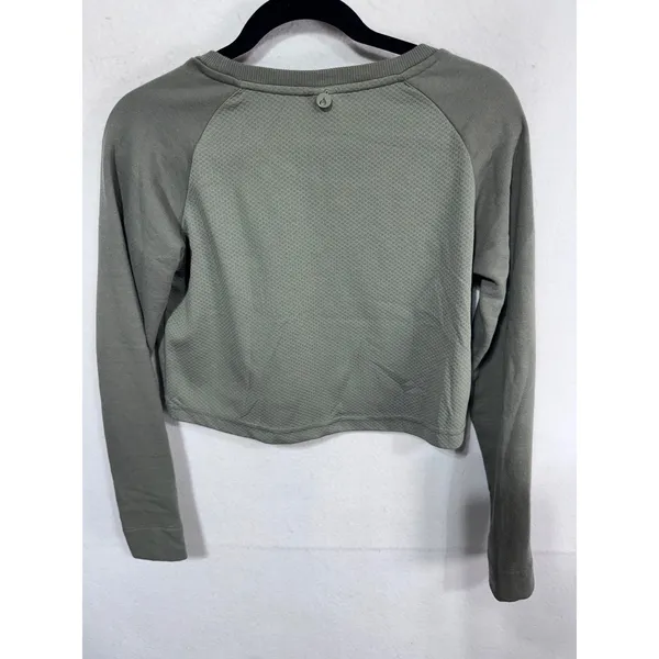 Ryderwear Women S Green Sweatshirt Cropped Long Sleeve‎ Raglan - Image 2