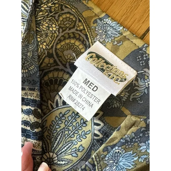 Collection ETC Womens House‎ Dress Paisley Long Sleeve Medium Polyester 1/2 Zip - Image 3