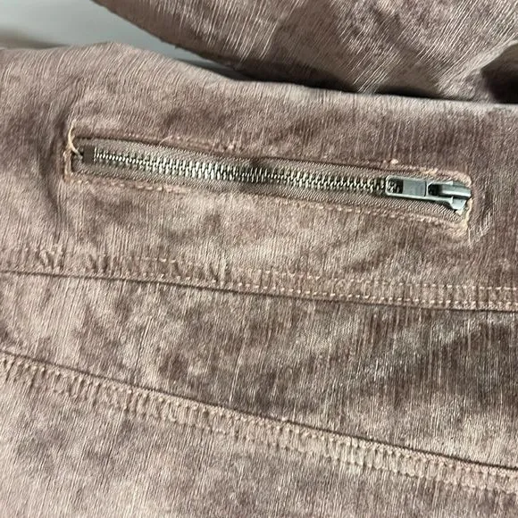 Free People‎ Crushed Velvet Bomber Jacket Dusty Mauve Oversize Snap/Zip M/L - Image 5