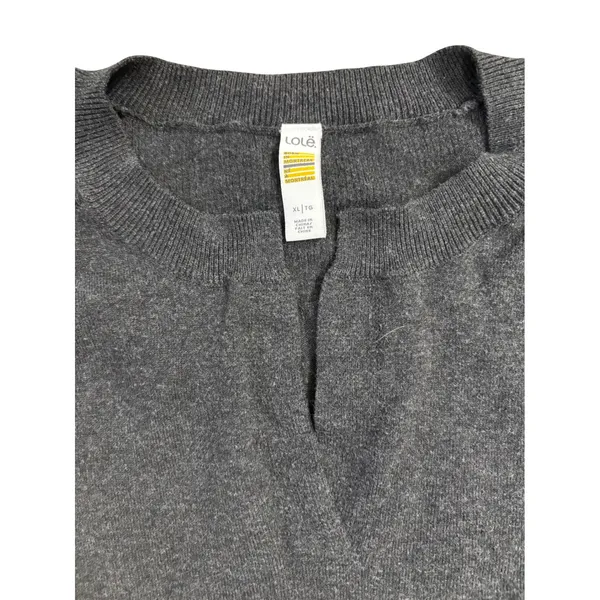 Lole Dark Gray Long Sleeve V-Neck Casual‎ Sweater Dress Pockets XL - Image 7
