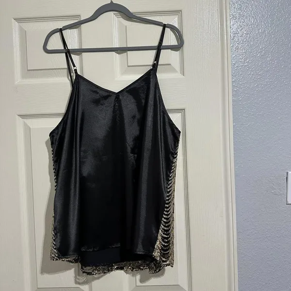 Andree By Unit Gold Sequin Black Sleeveless Tank For Party Sz 1X NWT $51 - Image 3