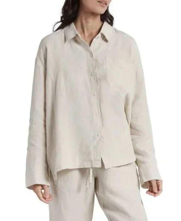 PARACHUTE Women's Linen Shirt in Bone Size Large - Image 7