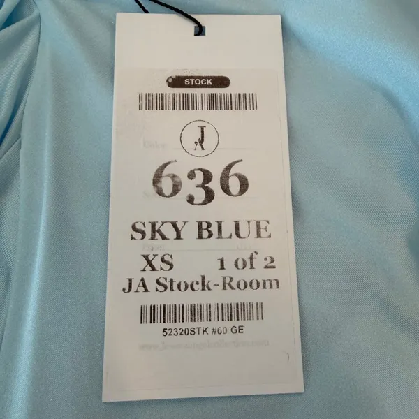 Jessica Angel Open Back Evening Gown Style 636 Sky Blue Size XS NWT - Image 3