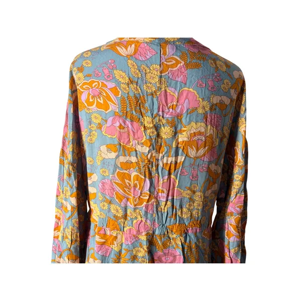Entro Floral Mini Dress Womens Medium Blue Pink‎ Excellent Tiered Boho - Image 10