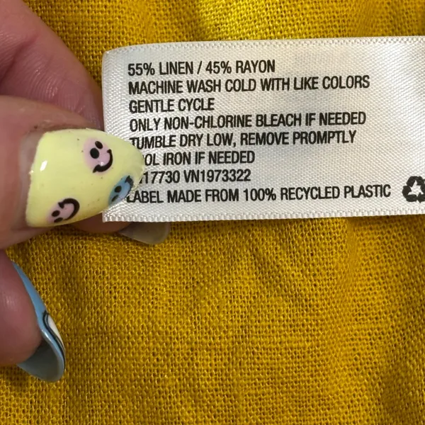 Wild Fable Mustard Yellow Linen Blend Smocked‎ Back Belted Mini Dress Womens M - Image 7