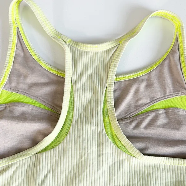 Lululemon Womens Ribbed‎ Mesh High Neck Sports Bra Racerback 10 Highlight Yellow - Image 3