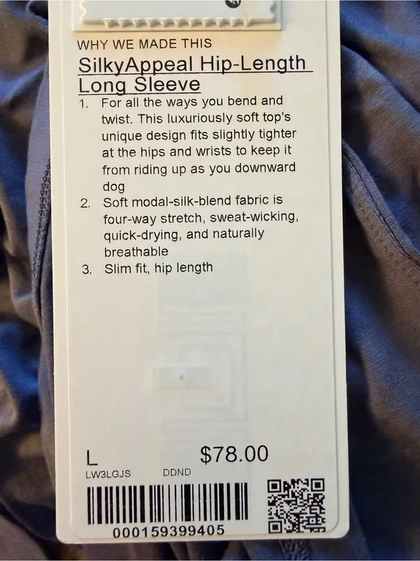 lululemon athletica SilkyAppeal Hip-Length Long-Sleeve Shirt NWT - Image 4