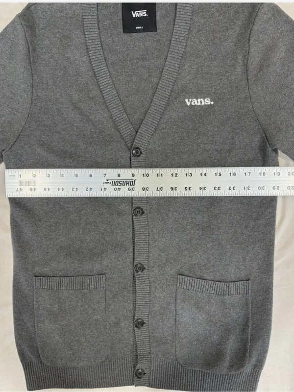 Vans Cardigan Unisex Sz Small Dark Gray Button Down - Image 2