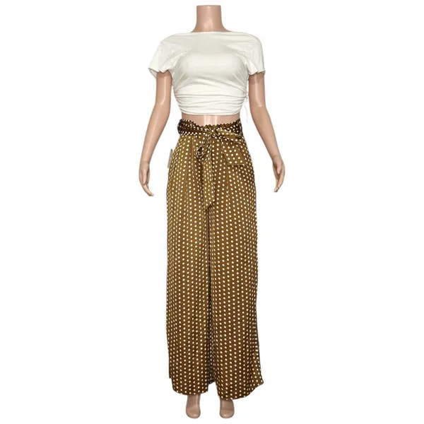 ELLIATT Bronte Polka Dot Wide Leg Pants, Caramel, XS - Image 9