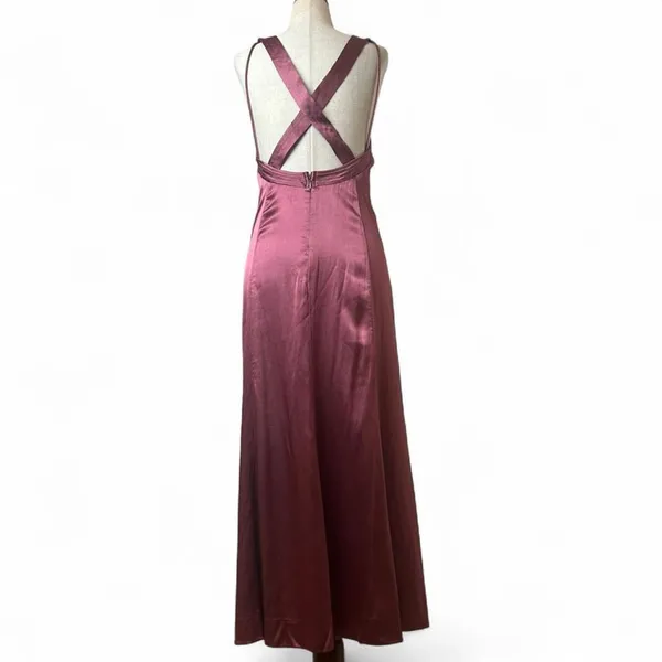 Anthropologie Satin Midi Dress in Mauve - Image 4